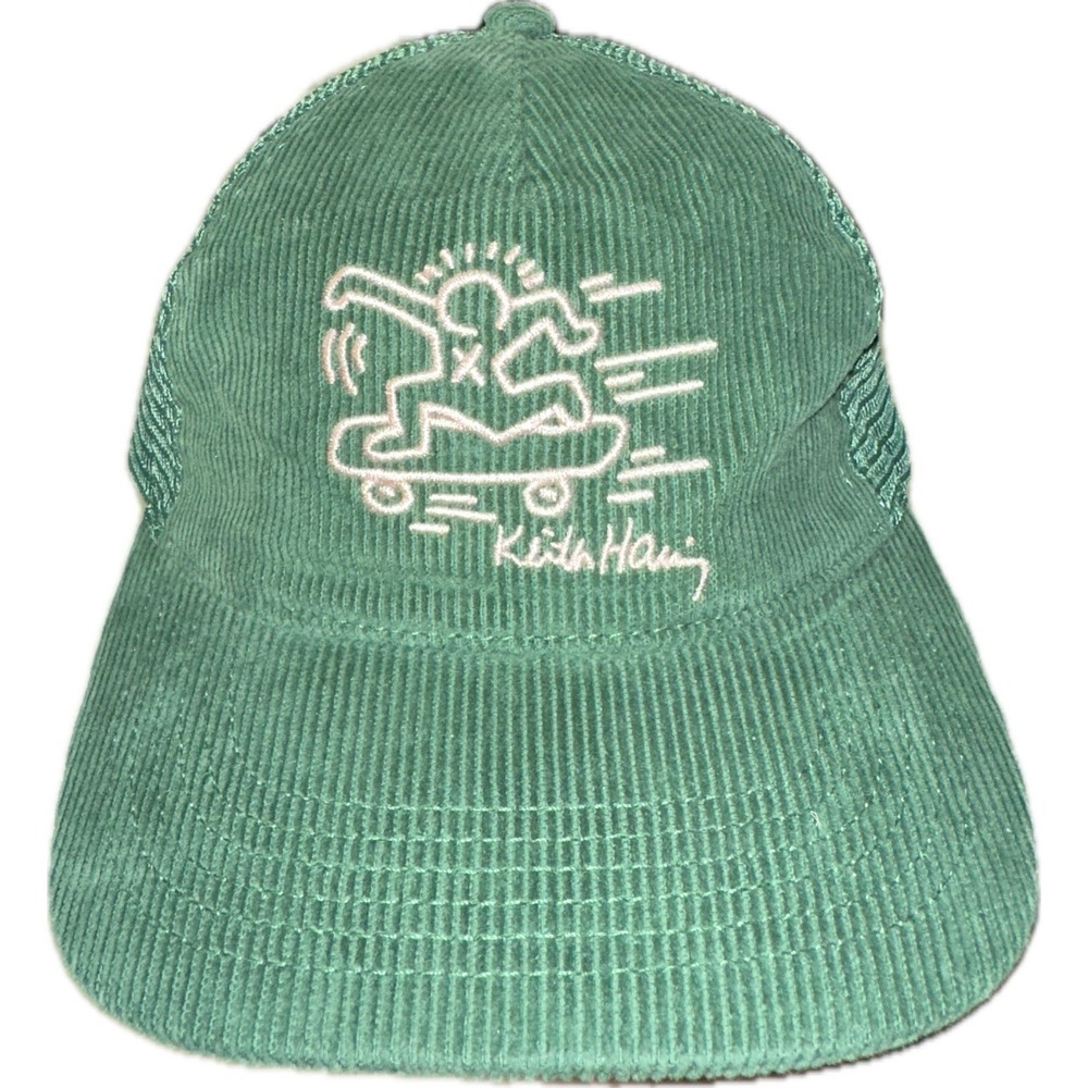 Keith Haring X Hat Cap Snapback‎ Green Corduroy Mesh Back Mad Engine Skater